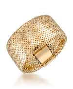 Load image into Gallery viewer, Yellow Gold_14K Gold Wide Strechable Woven Mesh Band Ring, Made in Italy_I_Heart_1
