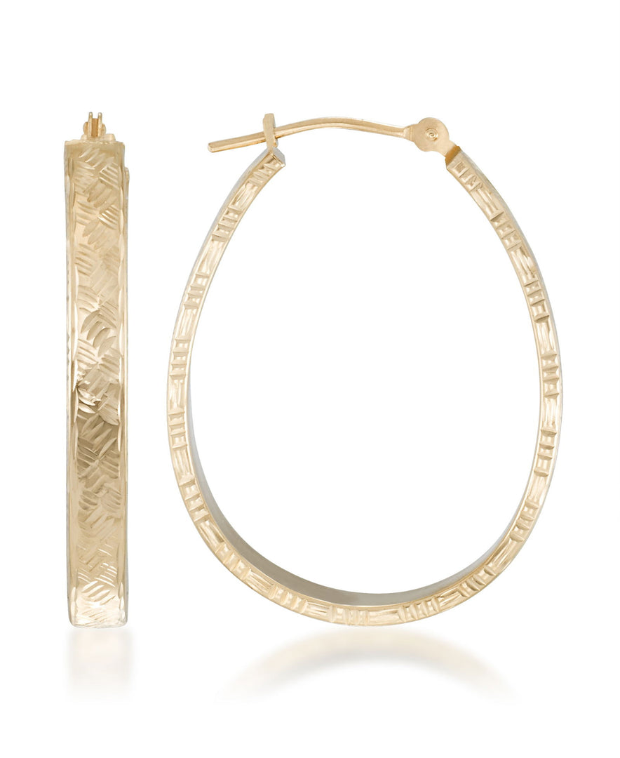 Yellow-Gold_14K Gold Woven Diamond Cut Pear Shape Hoop Earrings - iHeart Jewels_I_Heart_1