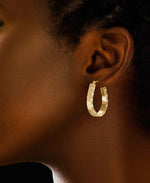 Load image into Gallery viewer, Yellow Gold_14K Gold Woven Diamond Cut Pear Shape Hoop Earrings - iHeart Jewels_I_Heart_1