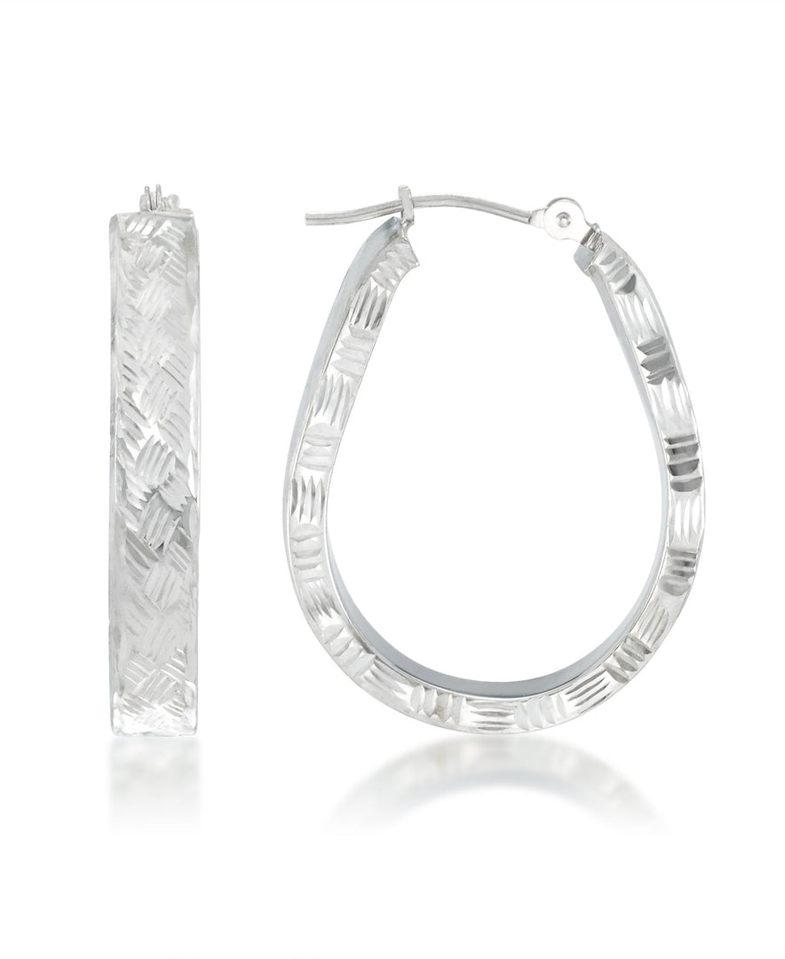 White Gold_14K Gold Woven Diamond Cut Pear Shape Hoop Earrings - iHeart Jewels_I_Heart_2