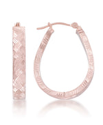 Load image into Gallery viewer, Rose Gold_14K Gold Woven Diamond Cut Pear Shape Hoop Earrings - iHeart Jewels_I_Heart_3