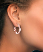 Load image into Gallery viewer, Rose Gold_14K Gold Woven Diamond Cut Pear Shape Hoop Earrings - iHeart Jewels_I_Heart_3