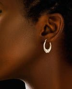 Load image into Gallery viewer, Yellow-Gold_14K Gold "X" Design Graduated Hoop Earrings - iHeart Jewels_I_Heart_1