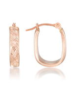 Load image into Gallery viewer, Rose-Gold_14K Rose Gold Woven Diamond Cut Petite "U" Shape Hoop Earrings - iHeart Jewels_I_Heart_1