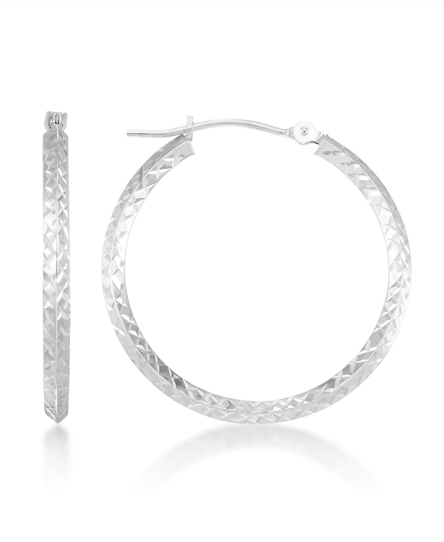 White-Gold_14K White Gold Diamond Cut Knife Edge Hoop Earrings - iHeart Jewels_I_Heart_1