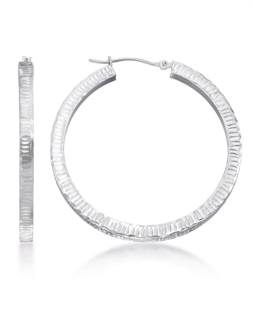 White-Gold_14K White Gold Diamond Cut Large Square Tube Hoop Earrings - iHeart Jewels_I_Heart_1