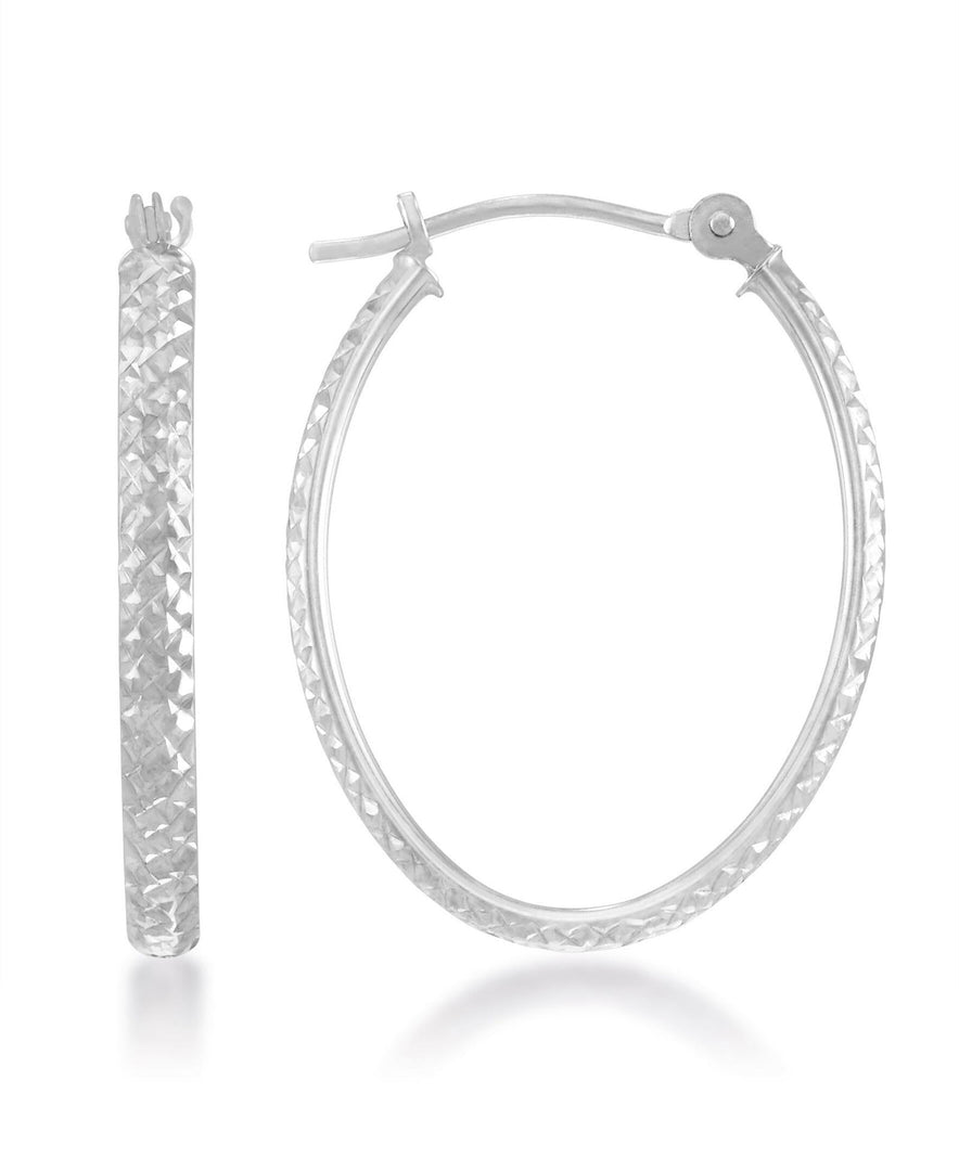 White-Gold_14K White Gold Diamond Cut Oval Hoop Earrings - iHeart Jewels_I_Heart_1