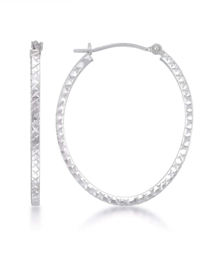 White-Gold_14K White Gold Diamond Cut Oval Hoop Earrings - iHeart Jewels_I_Heart_1