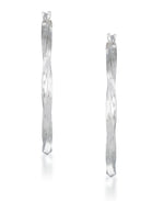 Load image into Gallery viewer, White-Gold_14K White Gold Diamond Cut Twist Hoop Earrings - iHeart Jewels_I_Heart_1
