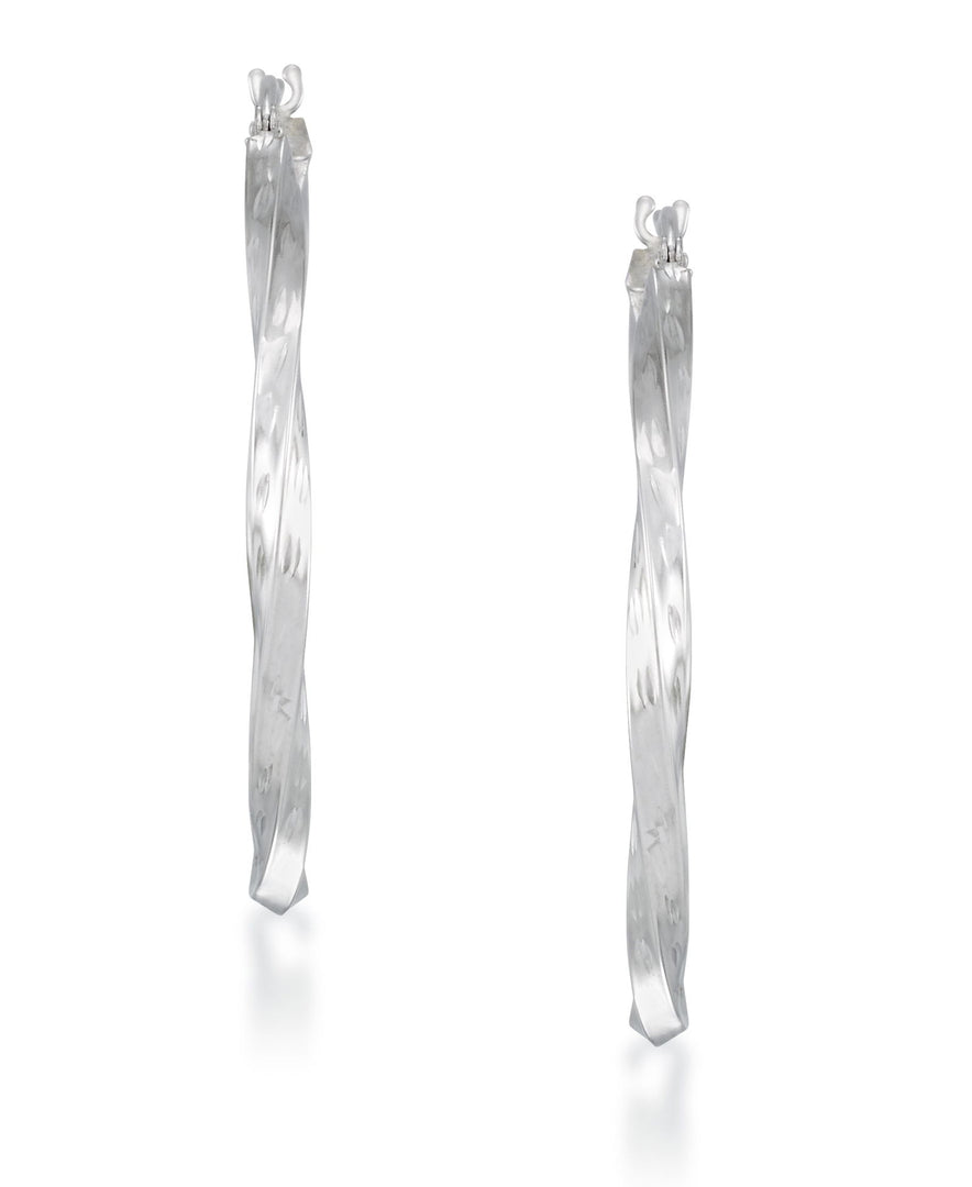 White-Gold_14K White Gold Diamond Cut Twist Hoop Earrings - iHeart Jewels_I_Heart_1