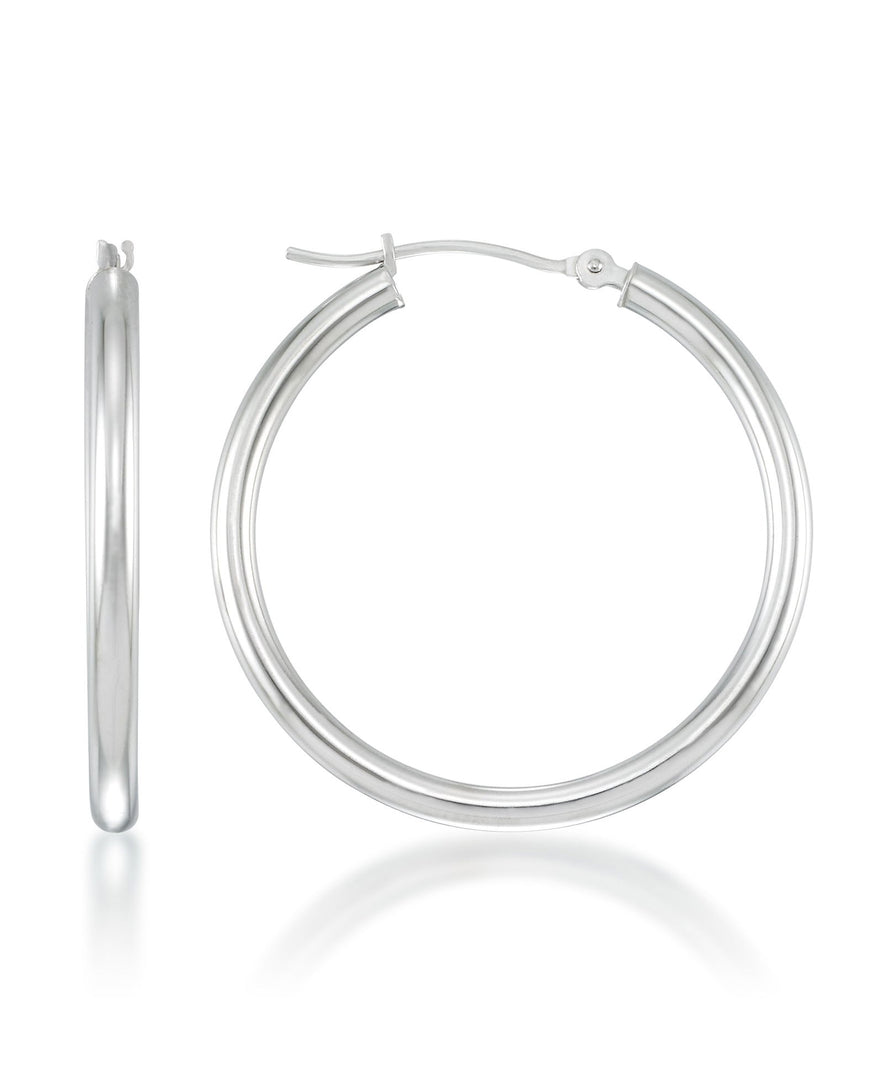 White-Gold_14K White Gold High Polished Round Hoop Earrings - iHeart Jewels_I_Heart_1