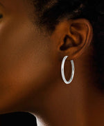 Load image into Gallery viewer, White-Gold_14K White Gold High Polished Round Hoop Earrings - iHeart Jewels_I_Heart_1