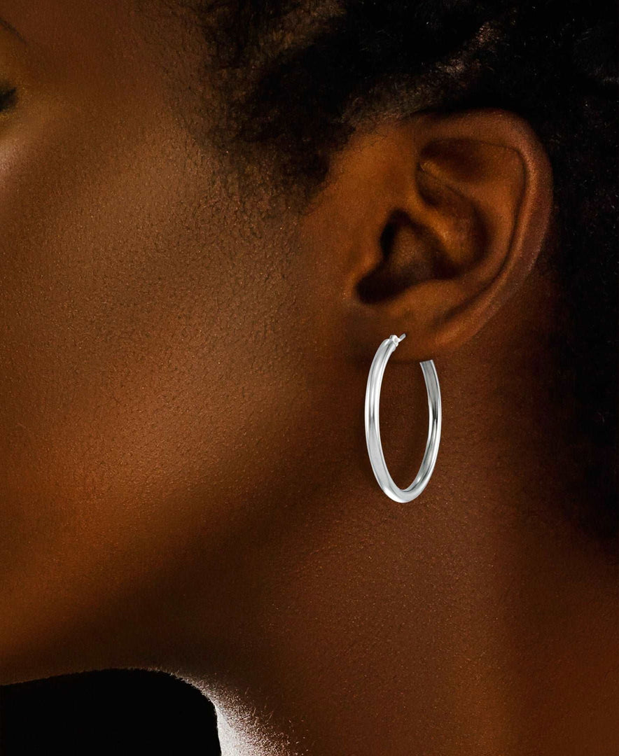 White-Gold_14K White Gold High Polished Round Hoop Earrings - iHeart Jewels_I_Heart_1