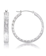 Load image into Gallery viewer, White-Gold_14K White Gold Woven Diamond Cut Bold Hoop Earrings - iHeart Jewels_I_Heart_1