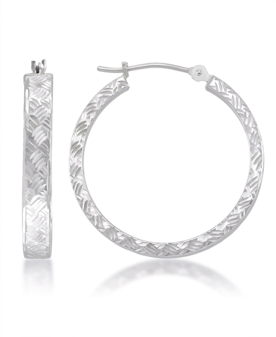 White-Gold_14K White Gold Woven Diamond Cut Bold Hoop Earrings - iHeart Jewels_I_Heart_1