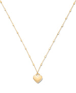 Load image into Gallery viewer, Yellow Gold_14K Yellow Gold Heart Necklace on Sparkle Bead Station Chain, 16" plus 2" Extender_I_Heart_1