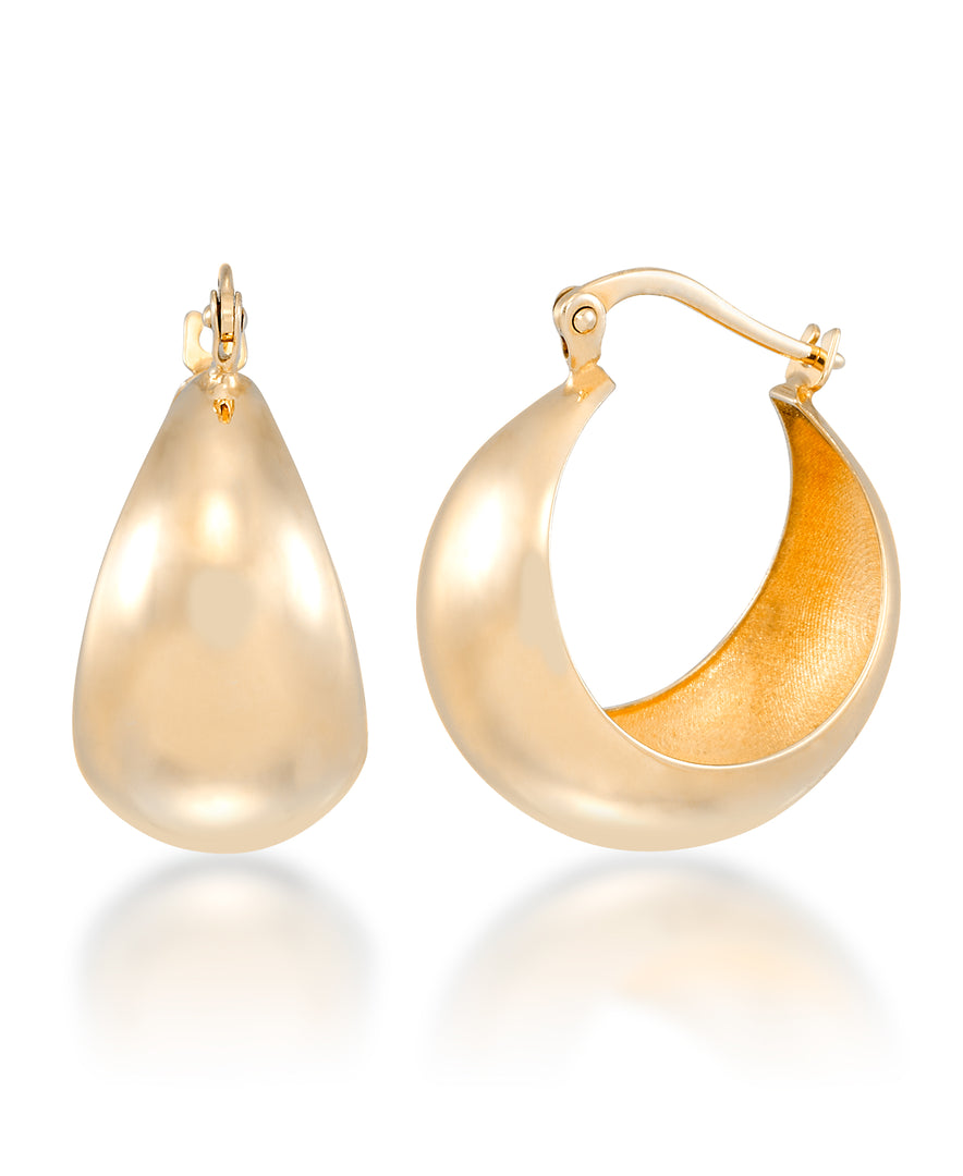 Yellow Gold_14K Yellow Gold High Polished Bold Graduated Domed Hoop Earrings, Made in Italy_I_Heart_1