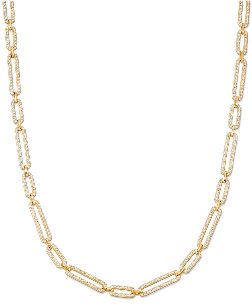 14K Yellow Gold over Sterling Silver_6 CT. T.W. Simulated Diamond Paper Clip NecklaceI_Heart_1