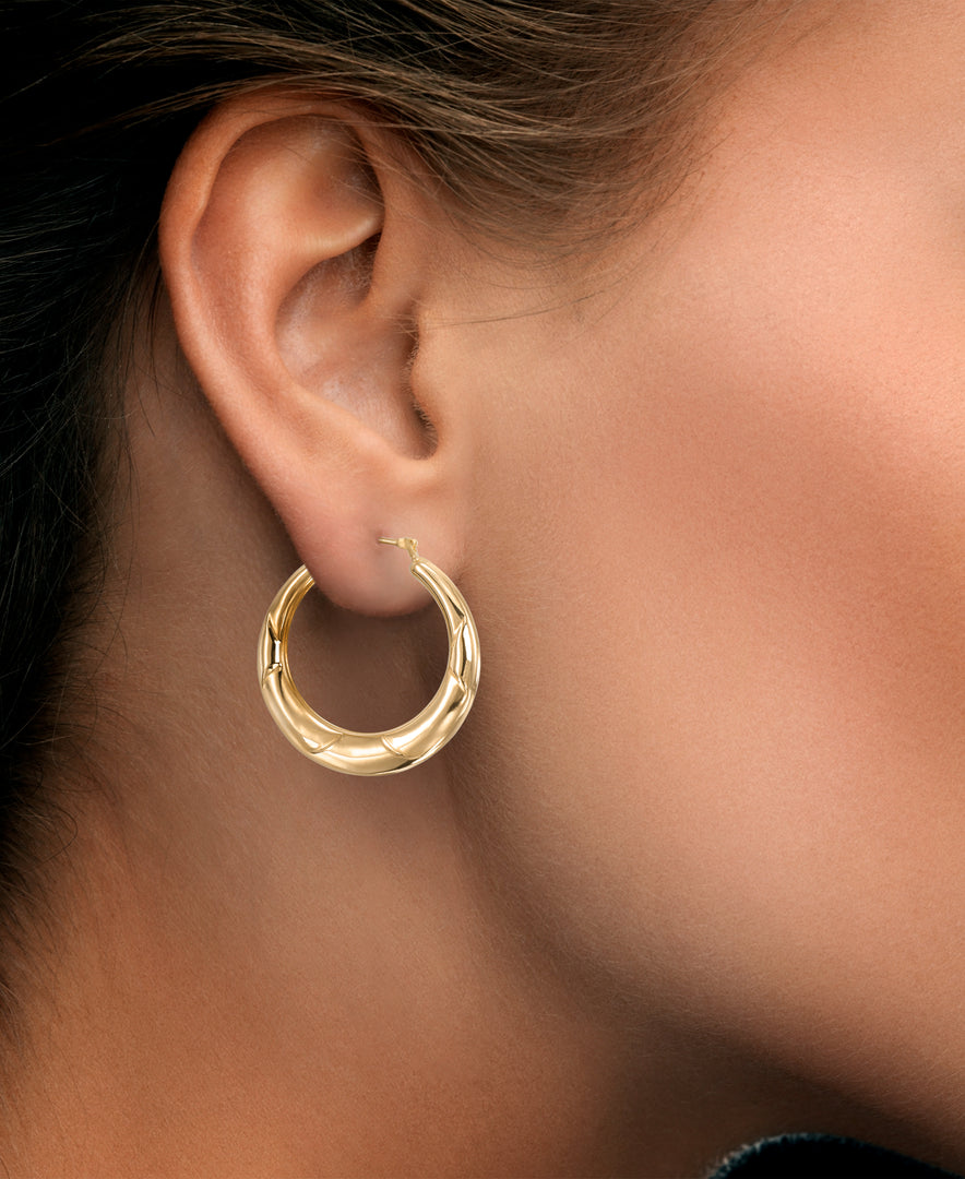 14K Yellow Gold over Sterling Silver_Sculpted Hoop Earrings_I_Heart_1