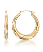Cargar imagen en el visor de la galería, 14K Yellow Gold over Sterling Silver_Sculpted Hoop Earrings_I_Heart_1