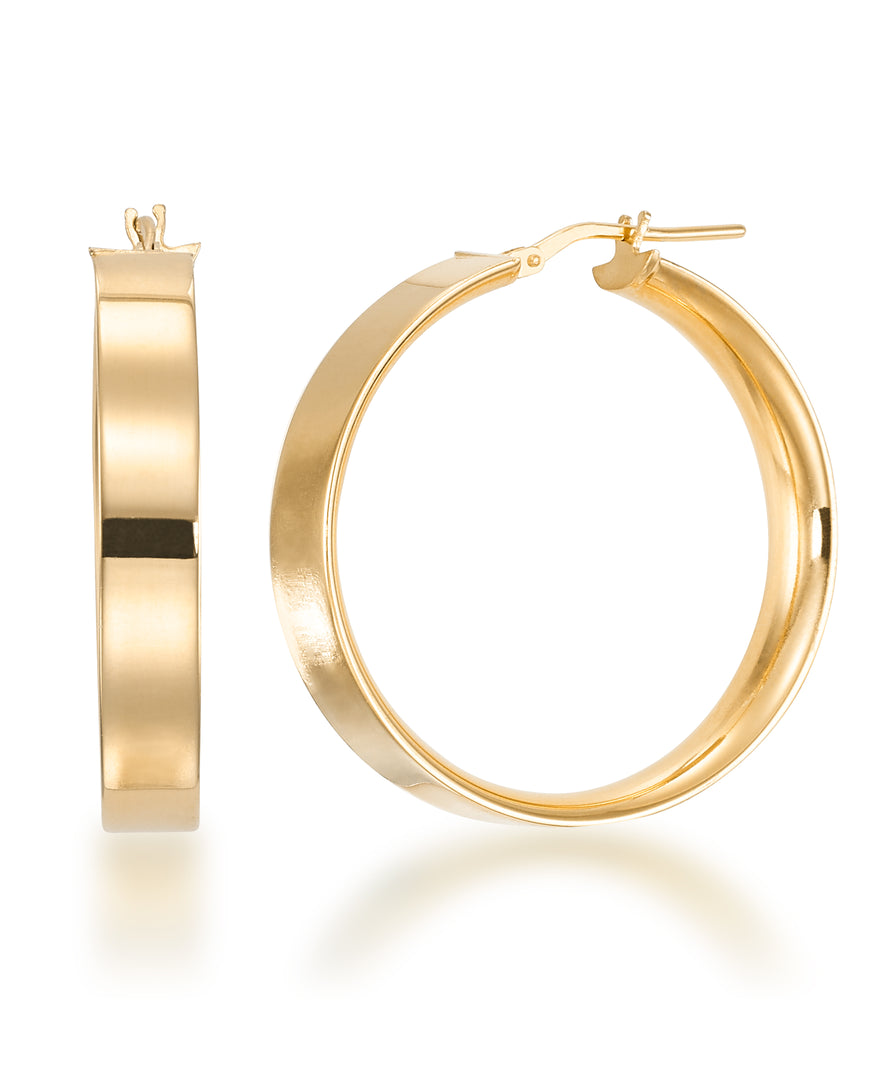 18K Yellow Gold over Sterling Silver Hand Polished Bold Hoop Earrings, Made in Italy_I_Heart_1