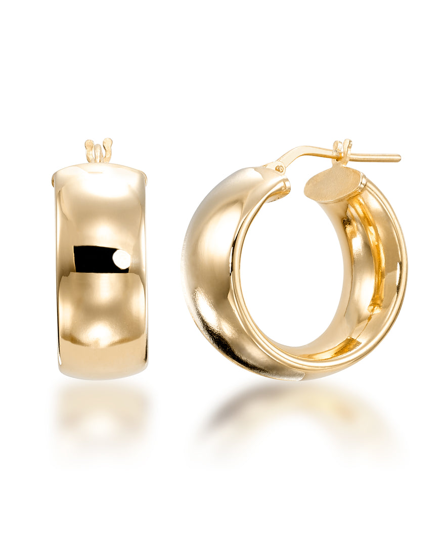 18K Gold over Sterling Silver_Wide High Polished Sculpted Band Hoop Earrings, Made in Italy_I_Heart_1