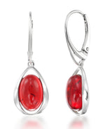 Load image into Gallery viewer, 18K Yellow Gold Over Sterling Silver Amber Rosa® Red Genuine Amber Modern Tearop Dangle Earrings_I_Heart_2