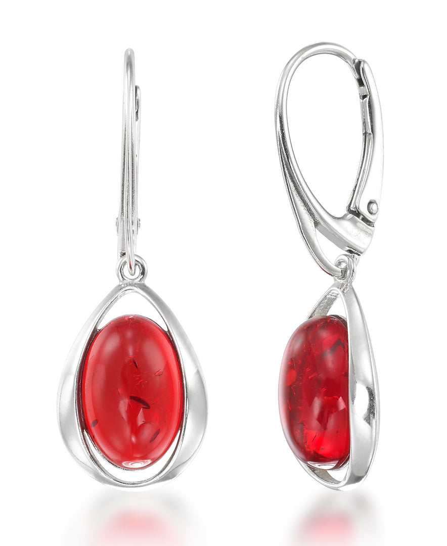 18K Yellow Gold Over Sterling Silver Amber Rosa® Red Genuine Amber Modern Tearop Dangle Earrings_I_Heart_2