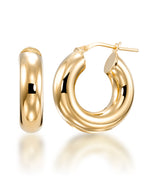 Load image into Gallery viewer, 18K Yellow Gold over Sterling Silver Chunky High Polished Hoop Earrings, Made in Italy_I_Heart_1