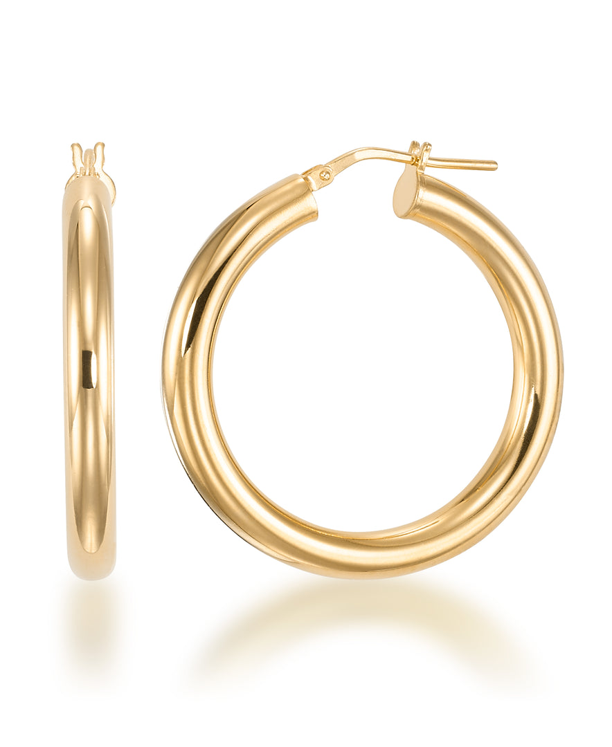 18K Yellow Gold over Sterling Silver_Classic Italian Round Hoop Earrings, Made in Italy_I_Heart_1