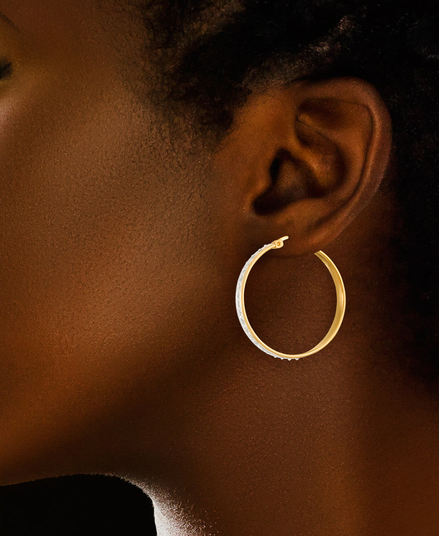 18K Yellow Gold over Sterling Silver_Diamond Fascination® Diamond Accent Sterling Silver Large Wide Round Hoop Earrings - iHeart Jewels_I_Heart_1