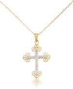 Cargar imagen en el visor de la galería, 18K Yellow Gold over Sterling Silver_Diamond Fascination® Diamond Accent Sterling Silver Ornate Cross Pendant - iHeart Jewels_I_Heart_1