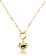 Load image into Gallery viewer, 18K Yellow Gold over Sterling Silver Domed Heart Dangle Necklace, 16" plus 2" Extender, Made in Italy_I_Heart_1