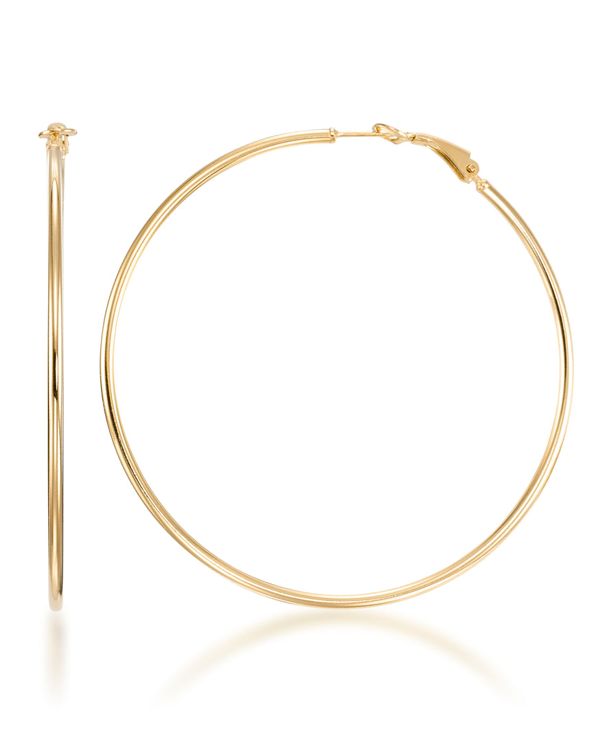 18K Yellow Gold over Sterling Silver Extra Large High Polished Thin Round Hoop Earrings with Omega Back, Made in Italy_I_Heart_1