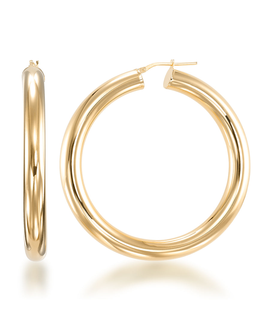 18K Yellow Gold over Sterling Silver_Hand Polished Bold Large Round Hoop Earrings, Made in Italy_I_Heart_1