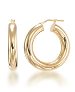 Cargar imagen en el visor de la galería, 18K Yellow Gold over Sterling Silver Hand Polished Bold Round Hoop Earrings, Made in Italy_I_Heart_1