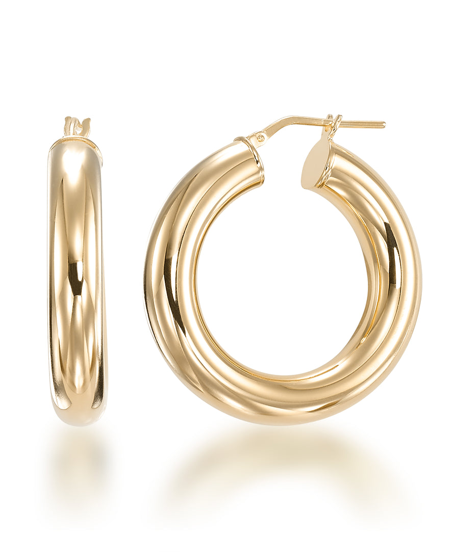 18K Yellow Gold over Sterling Silver Hand Polished Bold Round Hoop Earrings, Made in Italy_I_Heart_1