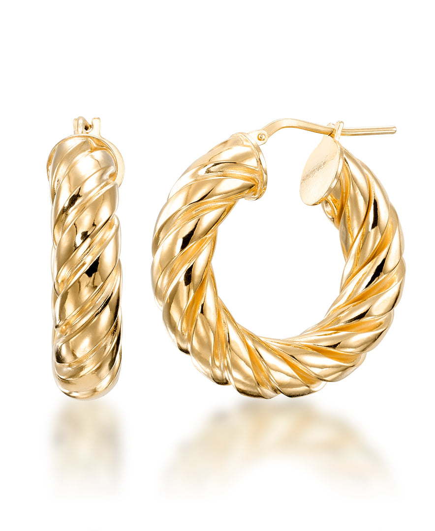 18K Yellow Gold over Sterling Silver High Polished Milano Woven Twist Round Hoop Earrings, Made in Italy_I_Heart_1