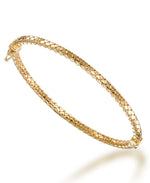 Load image into Gallery viewer, 18K Yellow Gold over Sterling Silver High Polished Thin Milano Square Woven Bangle Bracelet. Size 7 - Fits Average Size Wrist, Made in Italy_I_Heart_1