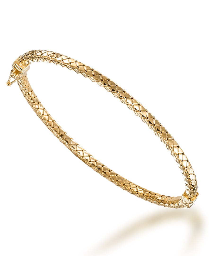 18K Yellow Gold over Sterling Silver High Polished Thin Milano Square Woven Bangle Bracelet. Size 7 - Fits Average Size Wrist, Made in Italy_I_Heart_1