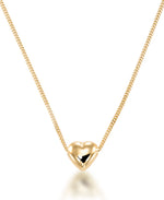 Load image into Gallery viewer, 18K Yellow Gold over Sterling Silver Petite Puffy Heart on Baby Curb Chain, 16" plus 2" Extender, Made in Italy_I_Heart_1