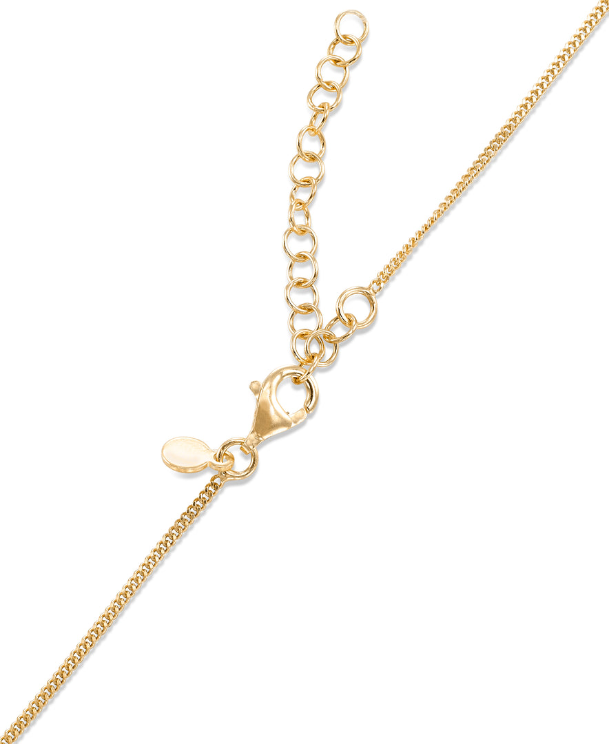 18K Yellow Gold over Sterling Silver Petite Puffy Heart on Baby Curb Chain, 16" plus 2" Extender, Made in Italy_I_Heart_1