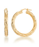 Cargar imagen en el visor de la galería, 18K Yellow Gold over Sterling Silver Sculpted Twist Hoop Earrings, Made in Italy_I_Heart_1