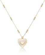 Load image into Gallery viewer, 18K Yellow Gold over Sterling Silver_Sunburst Heart Pendant on 16" Bead Chain with 2" Extender, Made in Italy__I_Heart_1