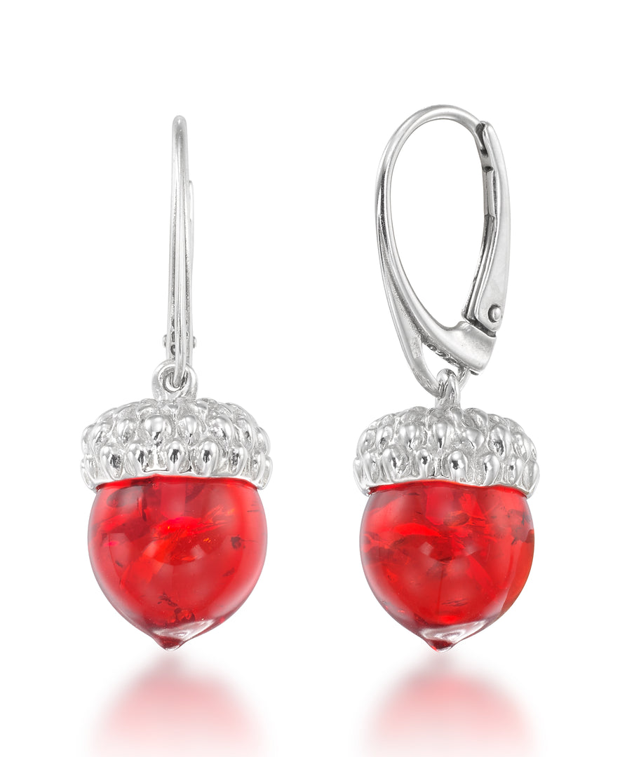 Sterling Silver_Amber Rosa® Red Genuine Amber Acorn Dangle Earrings_I_Heart_2