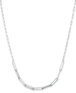 Load image into Gallery viewer, Platinum over Sterling Silver_1/10 CT. T.W. Simulated Diamond Paper Clip Necklace, 16" with 2" Extender_I_Heart_2