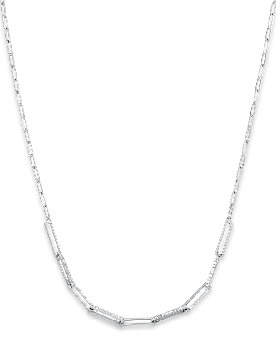 Platinum over Sterling Silver_1/10 CT. T.W. Simulated Diamond Paper Clip Necklace, 16" with 2" Extender_I_Heart_2
