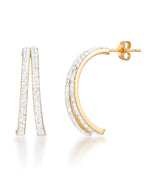 Load image into Gallery viewer, 14K Yellow Gold over Sterling Silver_1/2 CT. T.W. Simulated Diamond Double Demi Hoop Earrings_I_Heart_1