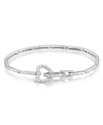 Load image into Gallery viewer, Platinum over Sterling Silver_1/3 CT. T.W. Simulated Diamond Heart Bracelet_I_Heart_1