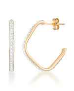 Load image into Gallery viewer, 14K Yellow Gold over Sterling Silver_1/3 CT. T.W. Simulated Diamond Thin Profile Abstract Demi Hoop Earrings_I_Heart_1